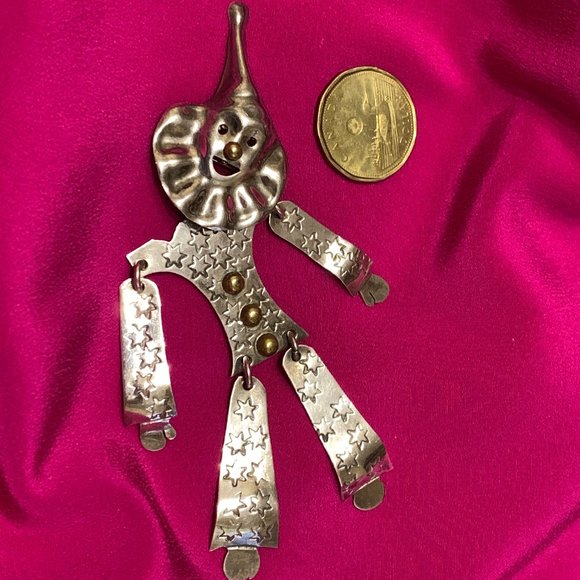 💝Vintage Sterling Silver 925 Handmade Clown Brooch - Picture 4 of 5